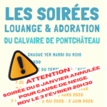 ATTENTION – NEIGE – ANNULATION SOIREE LOUANGE 6 JANVIER – PROCHAINE SOIREE LE 3 FEVRIER