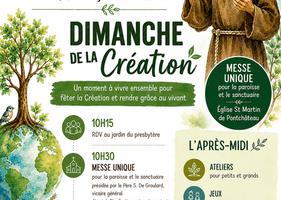 Dimanche 4 octobre – Dimanche de la création et 800 ans de la mort de St François d&rsquo;Assise