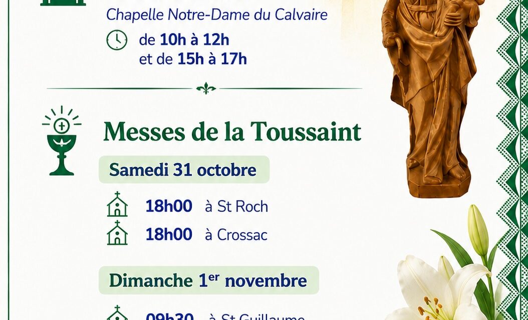 Les horaires des célébrations pour la fête de la Toussaint