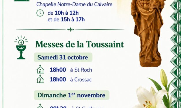 Les horaires des célébrations pour la fête de la Toussaint